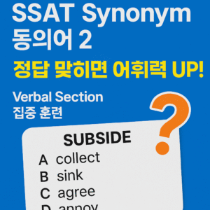 SSAT 문제 기출 유형 동의어 2