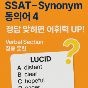 SSAT 문제 기출 유형 동의어 4